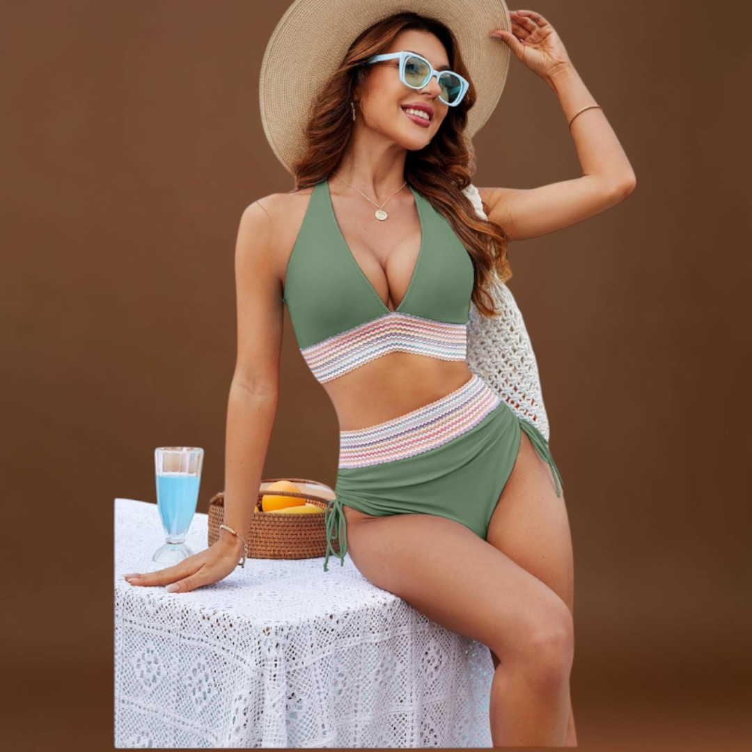 Vitória – Conjunto de biquíni de cintura alta com controlo da barriga