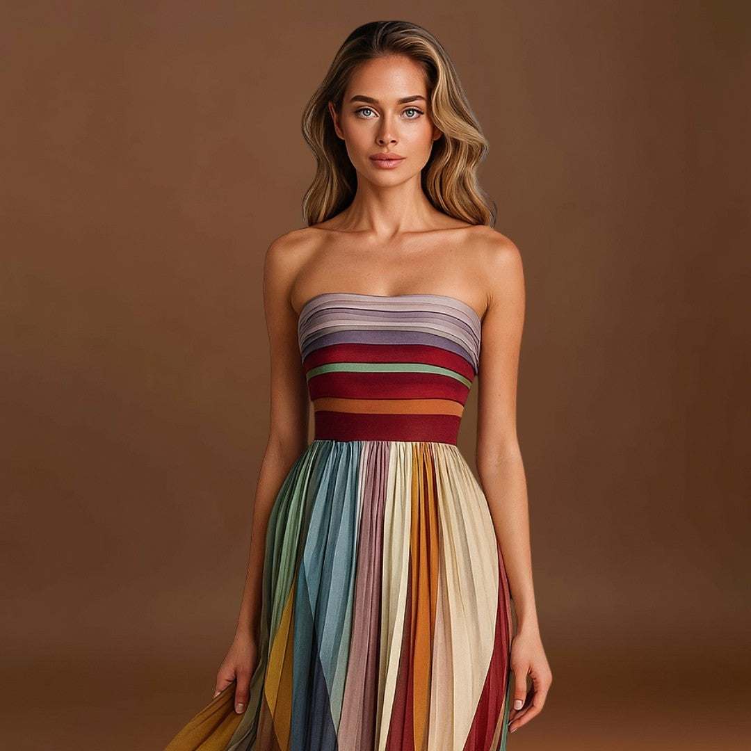 Renata - Vestido colorido sem mangas