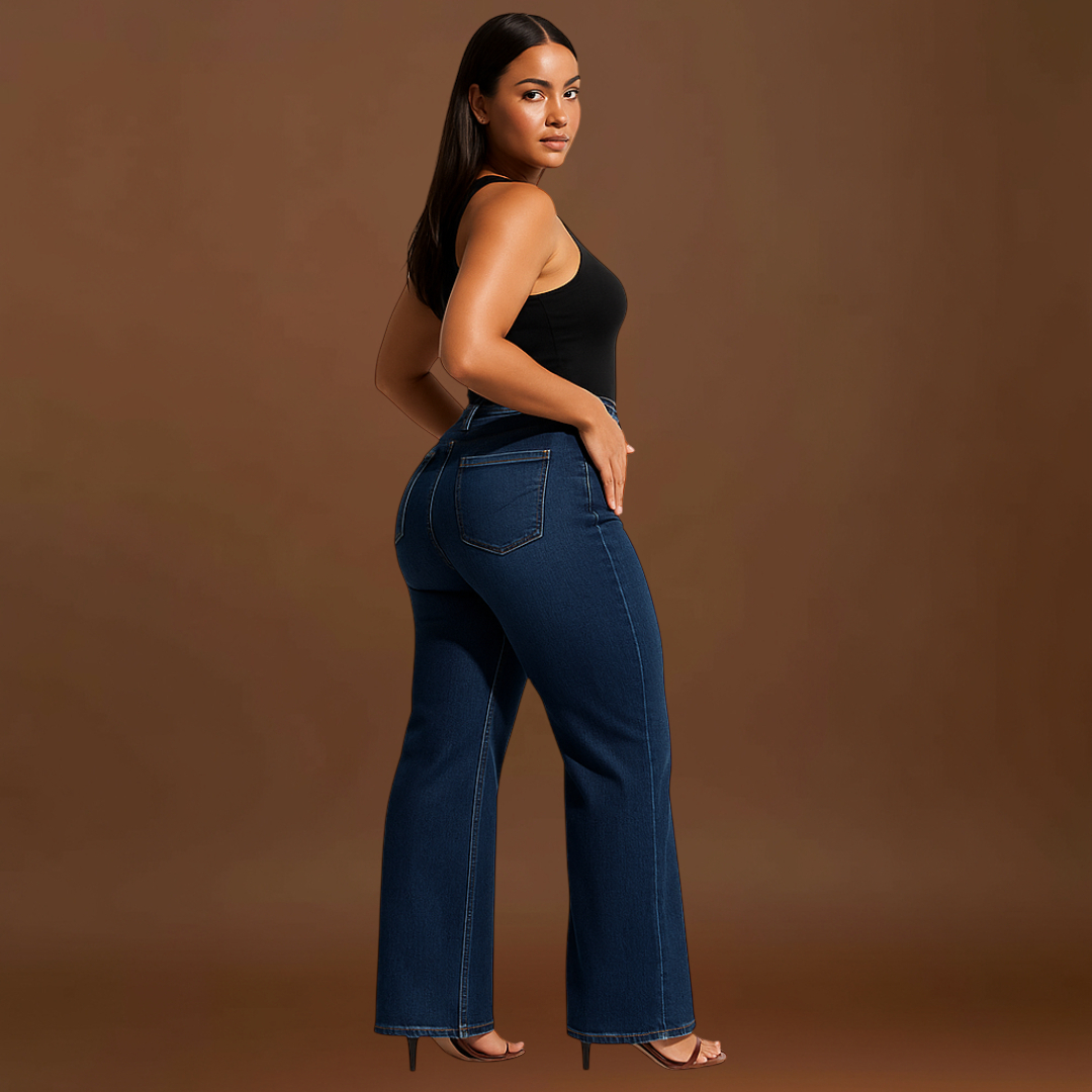 Aline - Calças de ganga elásticas de cintura média