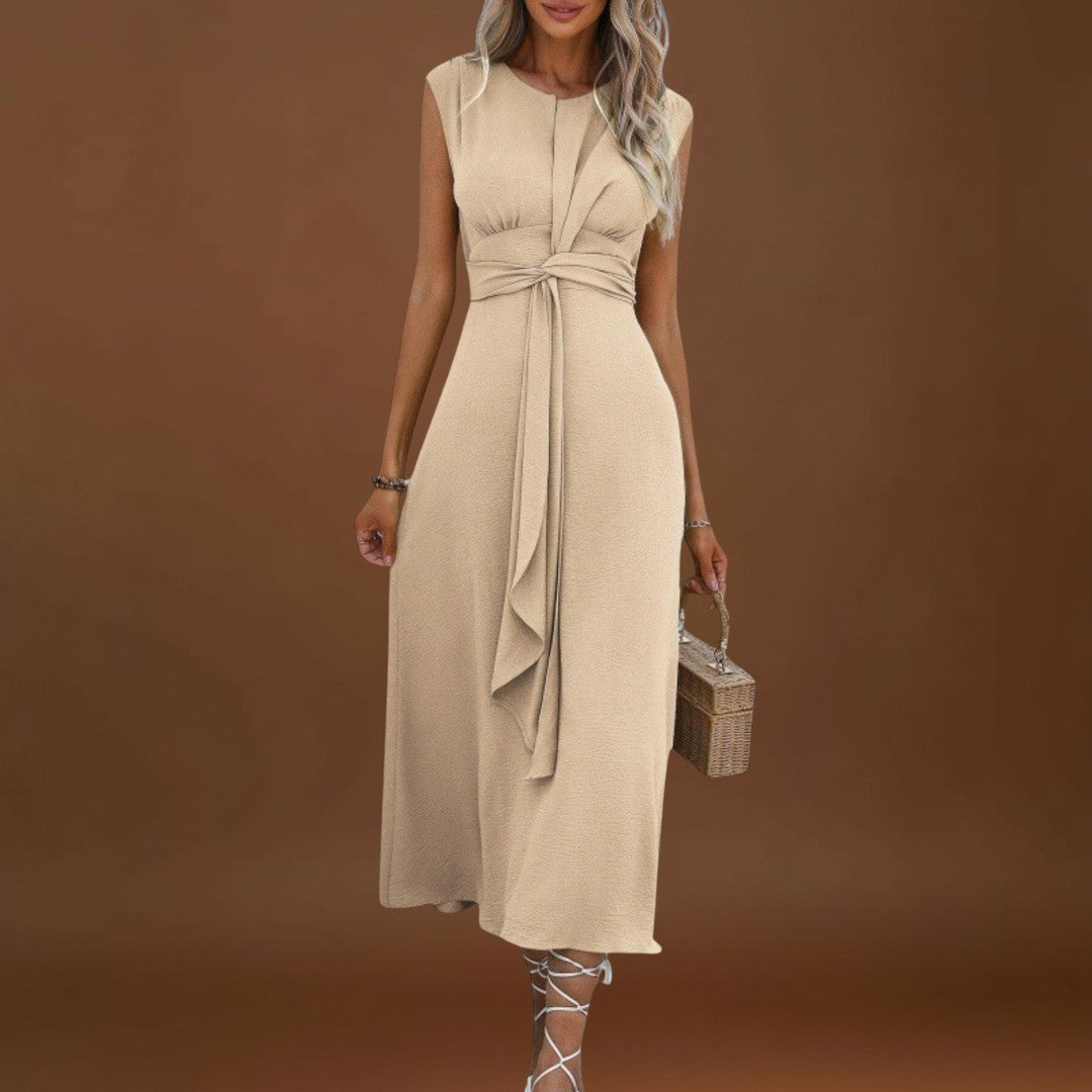 Emilia - Vestido maxi elegante sem mangas e gola redonda