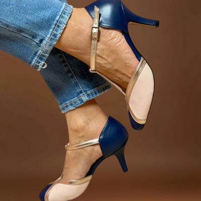 Alicia – Salto Alto com tira em T em dois tons