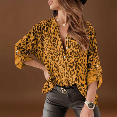 Luisa - Blusa Moderna Com Padrão de Leopardo