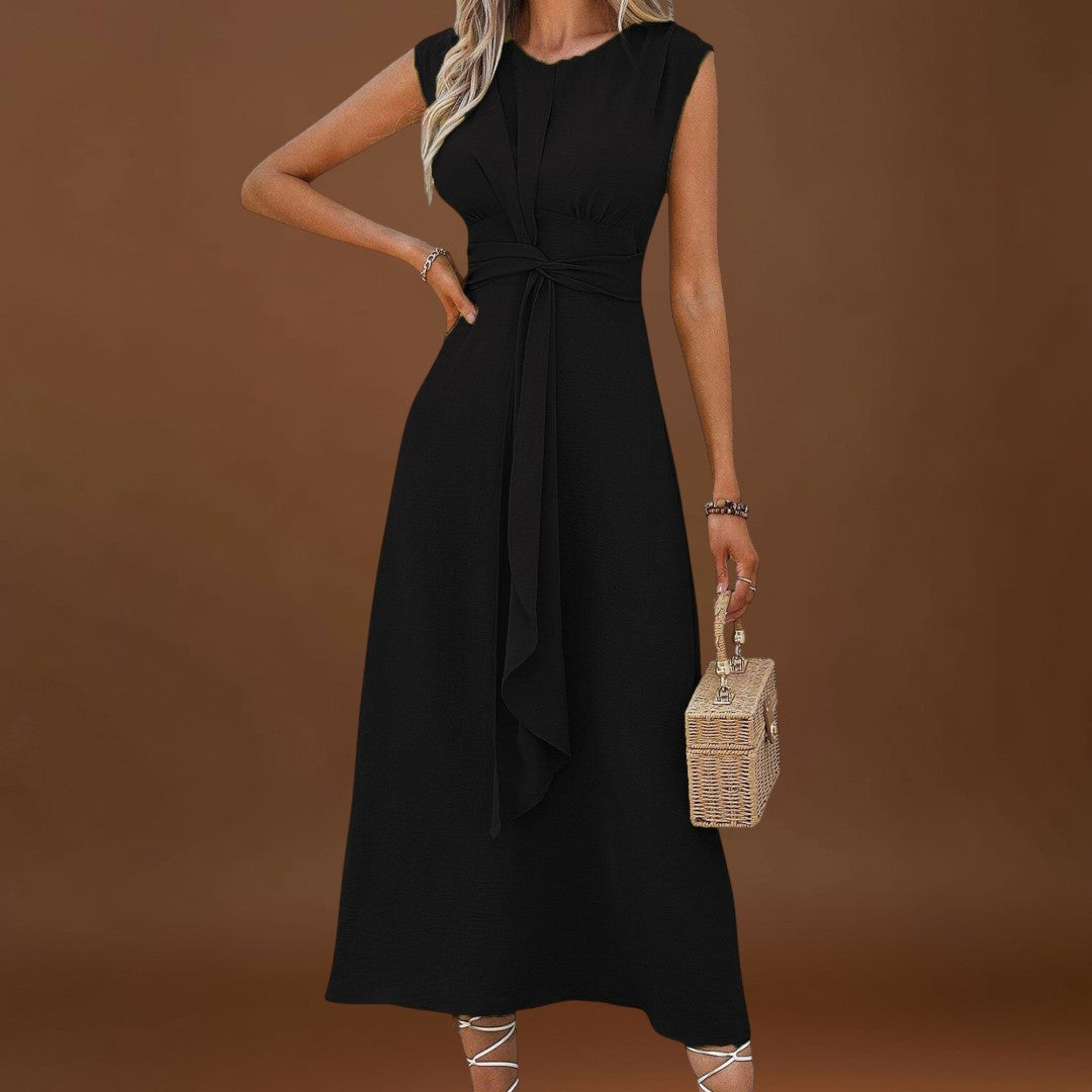 Emilia - Vestido maxi elegante sem mangas e gola redonda