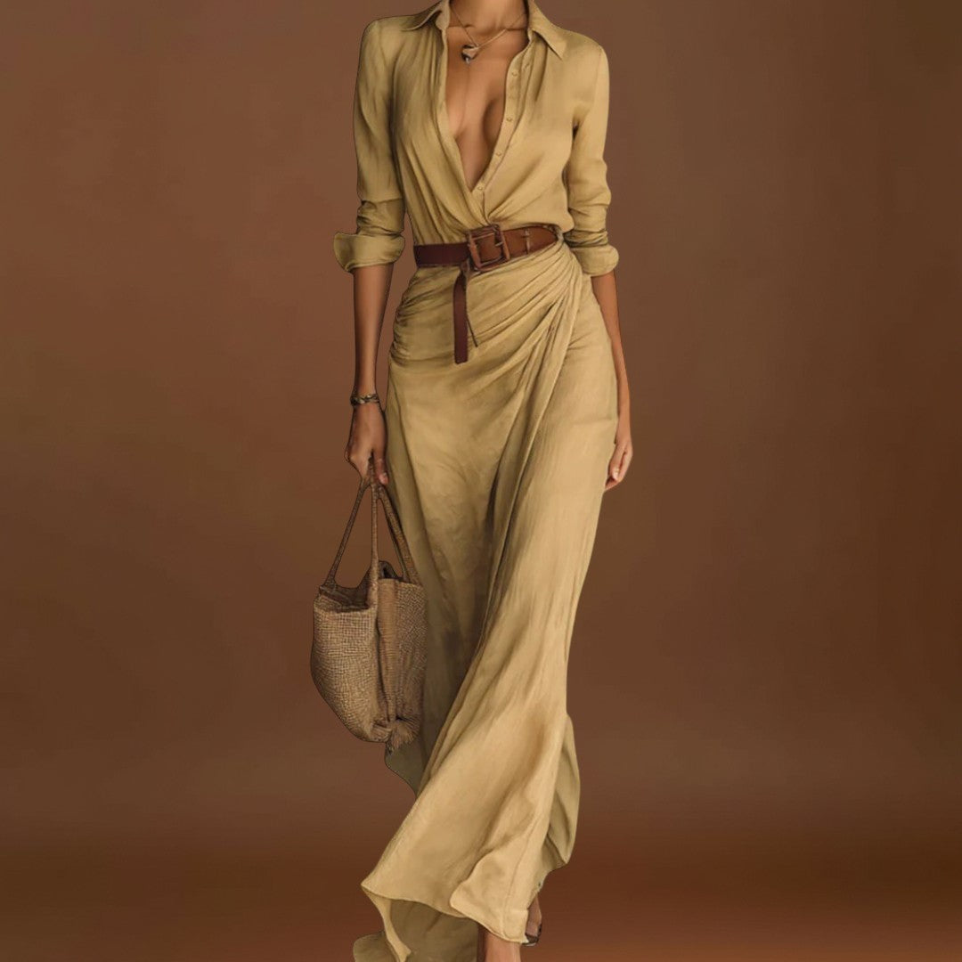 Julia - Vestido maxi justo de manga comprida