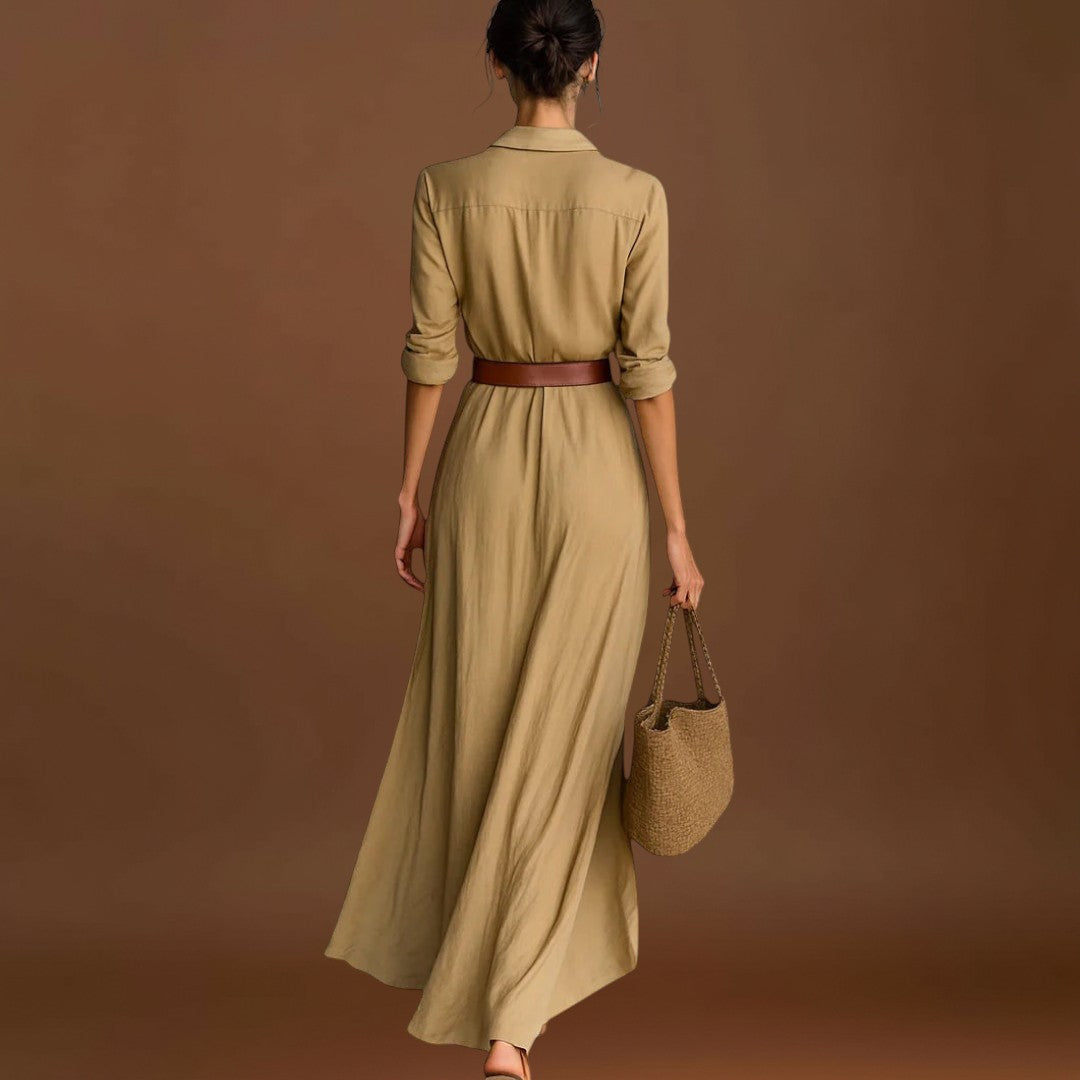 Julia - Vestido maxi justo de manga comprida