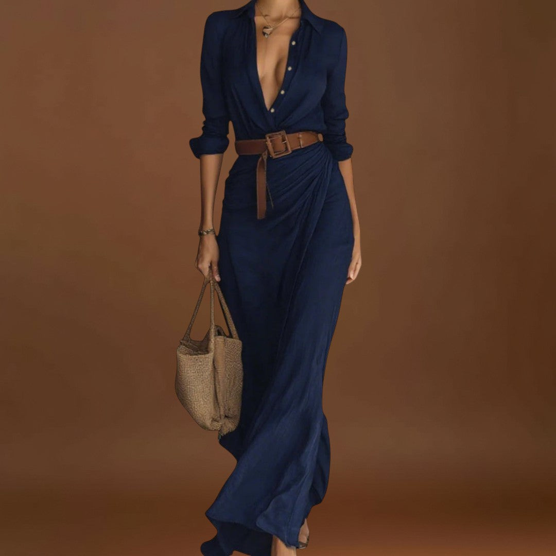 Julia - Vestido maxi justo de manga comprida