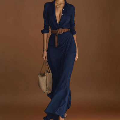 Julia - Vestido maxi justo de manga comprida