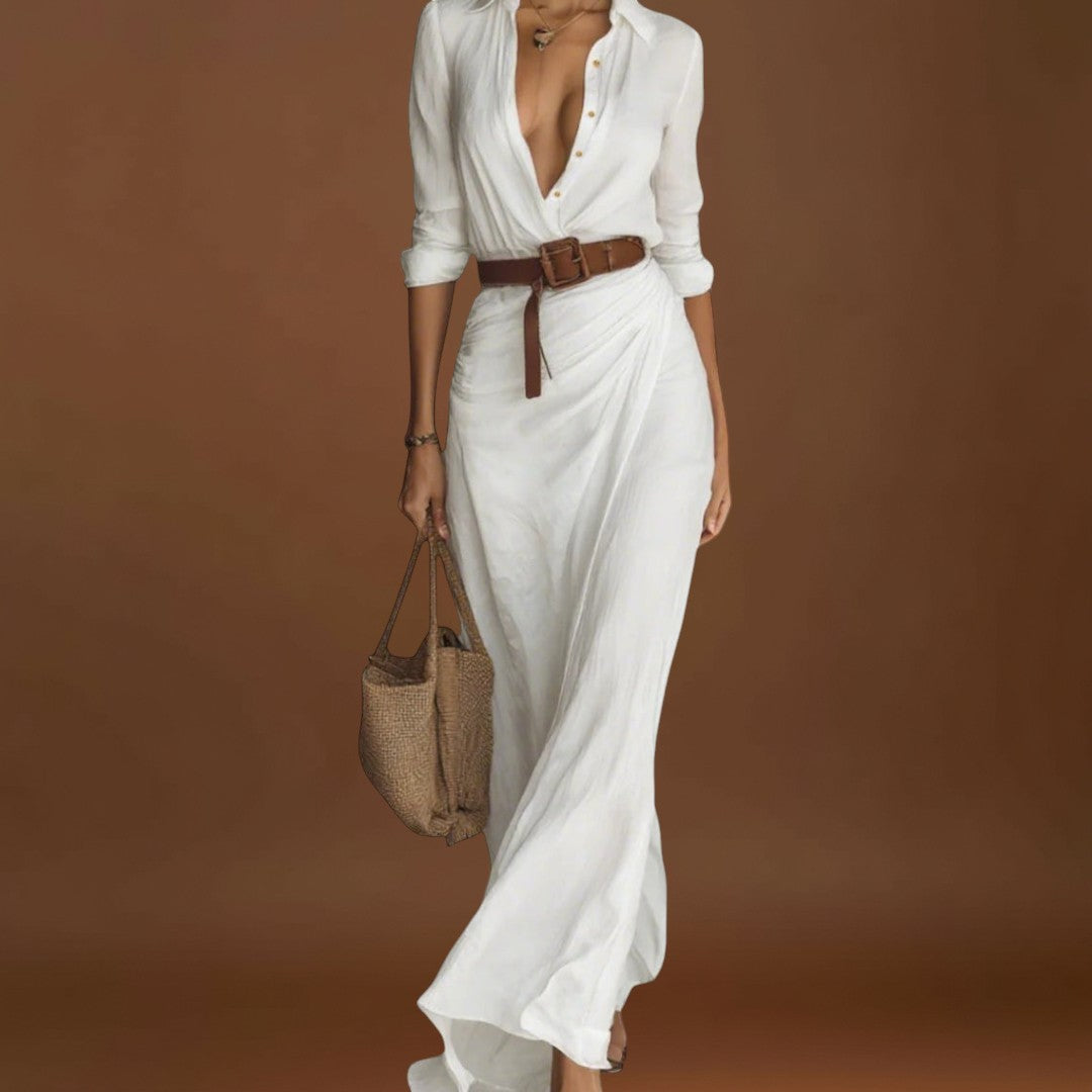Julia - Vestido maxi justo de manga comprida