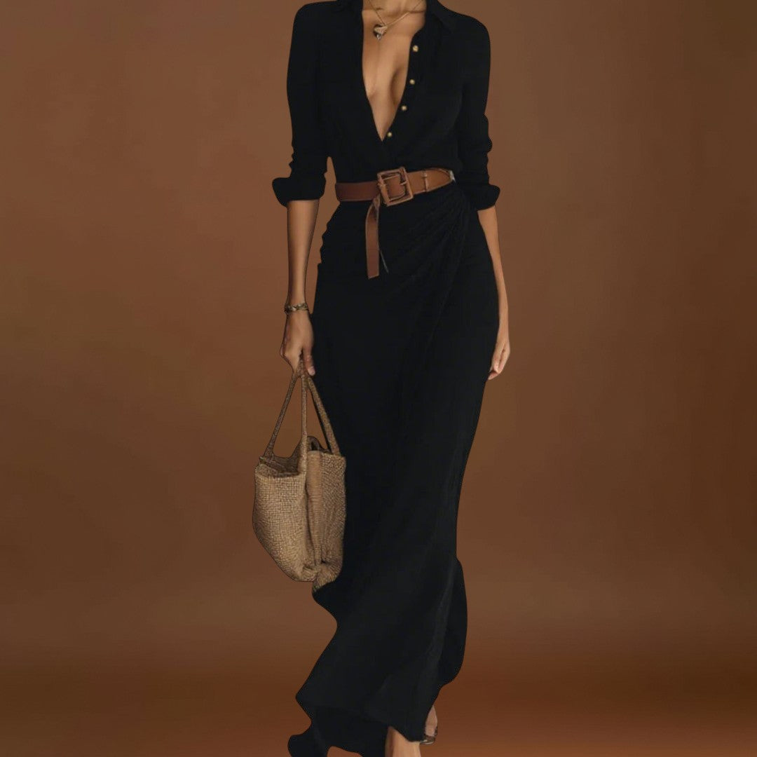 Julia - Vestido maxi justo de manga comprida