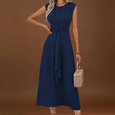 Emilia - Vestido maxi elegante sem mangas e gola redonda
