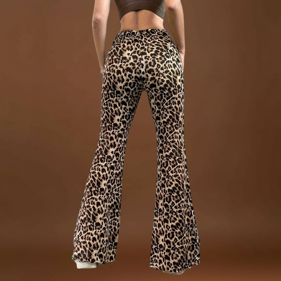Berenice - Calças bootcut leopardo