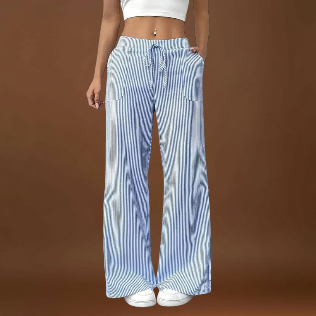 Maria - Calças largas confortáveis com detalhes elegantes