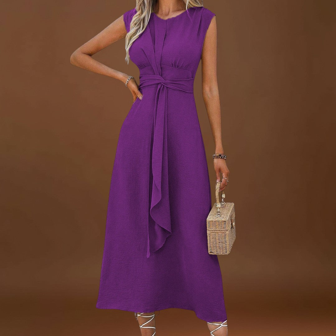 Emilia - Vestido maxi elegante sem mangas e gola redonda
