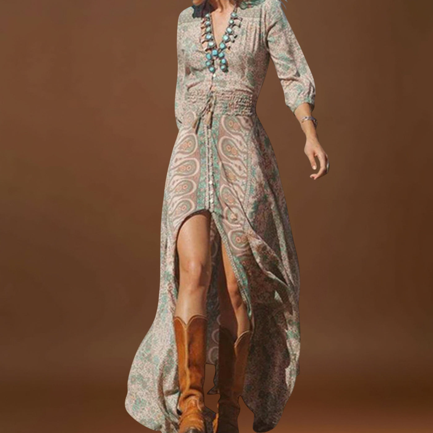 Yolanda - Vestido Maxi Boêmio Casual