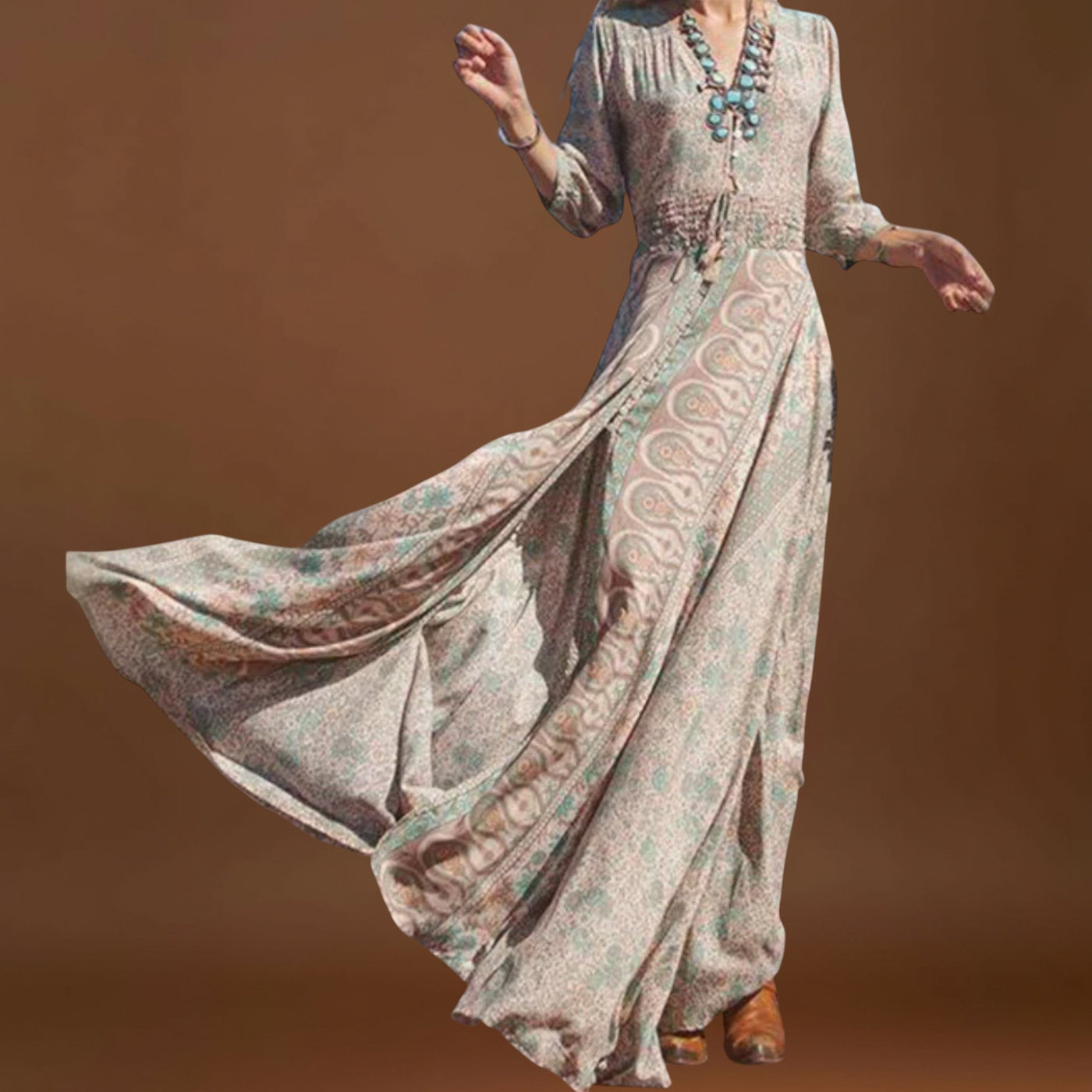 Yolanda - Vestido Maxi Boêmio Casual