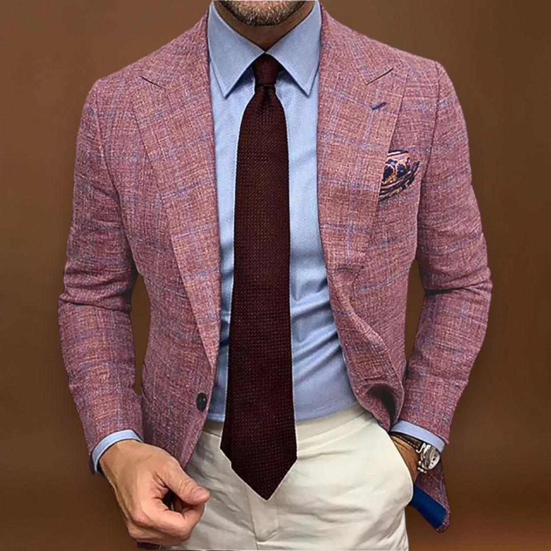 Blazer - Mistura de Tecidos Slim Ajustado à Frente e Movimento Fácil