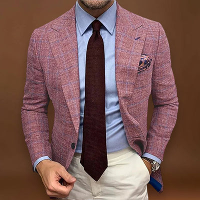 Blazer - Mistura de Tecidos Slim Ajustado à Frente e Movimento Fácil