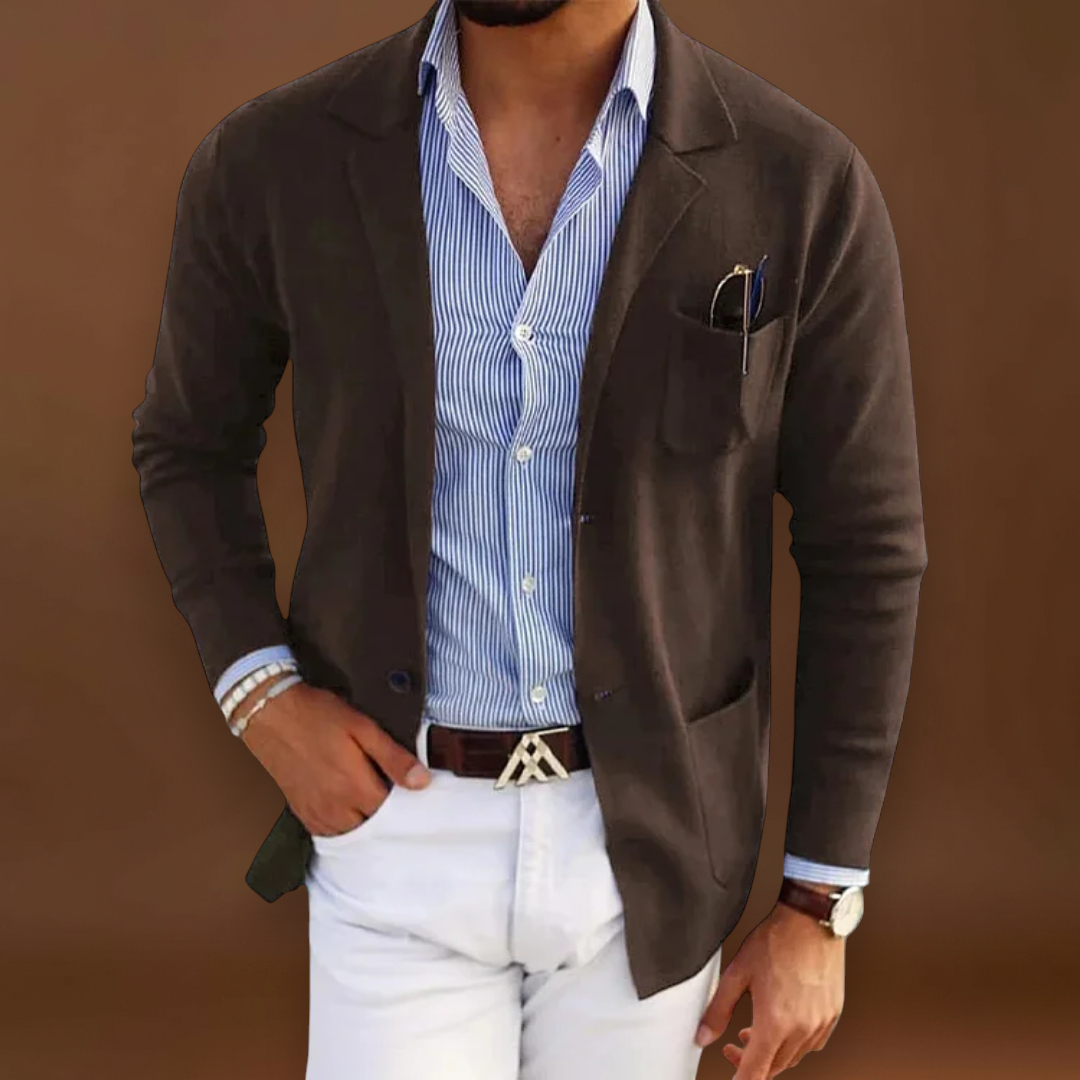 Casaco Blazer – Corte Moderno em Mistura de Poliéster e Forma Elegante