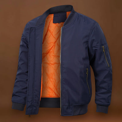 Casaco Bomber – Mistura de Poliéster Forrado com Nervuras e Bloqueio de Vento