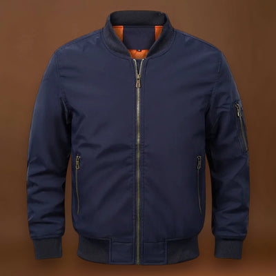 Casaco Bomber – Mistura de Poliéster Forrado com Nervuras e Bloqueio de Vento