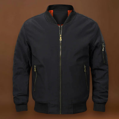 Casaco Bomber – Mistura de Poliéster Forrado com Nervuras e Bloqueio de Vento