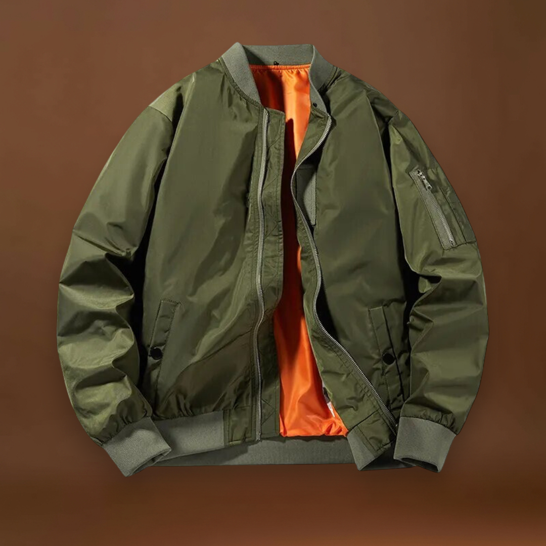 Casaco Bomber - Mistura de Poliéster com Acabamento Canellado e Ajuste Elástico