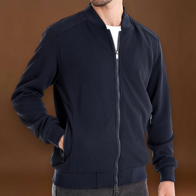 Casaco Bomber – Mistura de Malha Waffle e Movimento Respirável