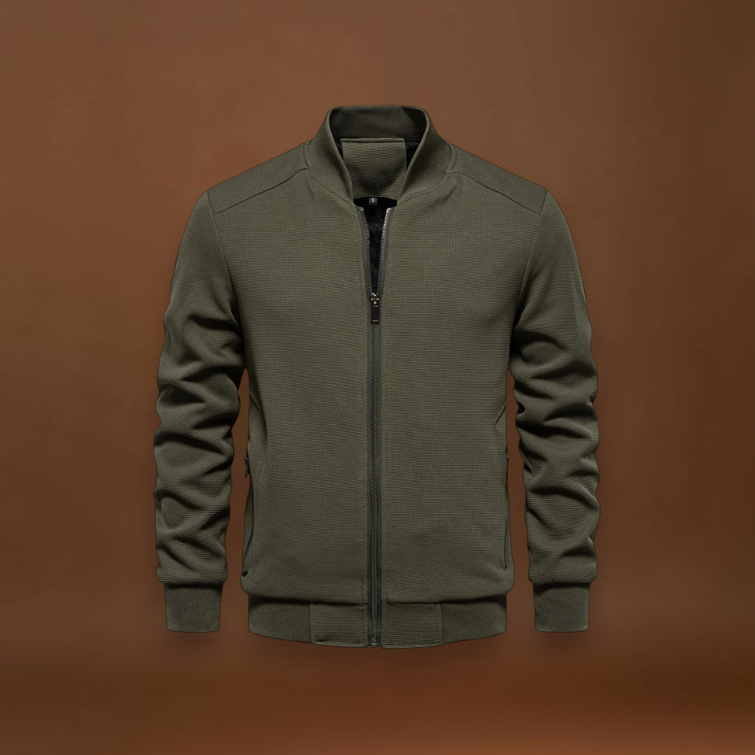 Casaco Bomber – Mistura de Malha Waffle e Movimento Respirável
