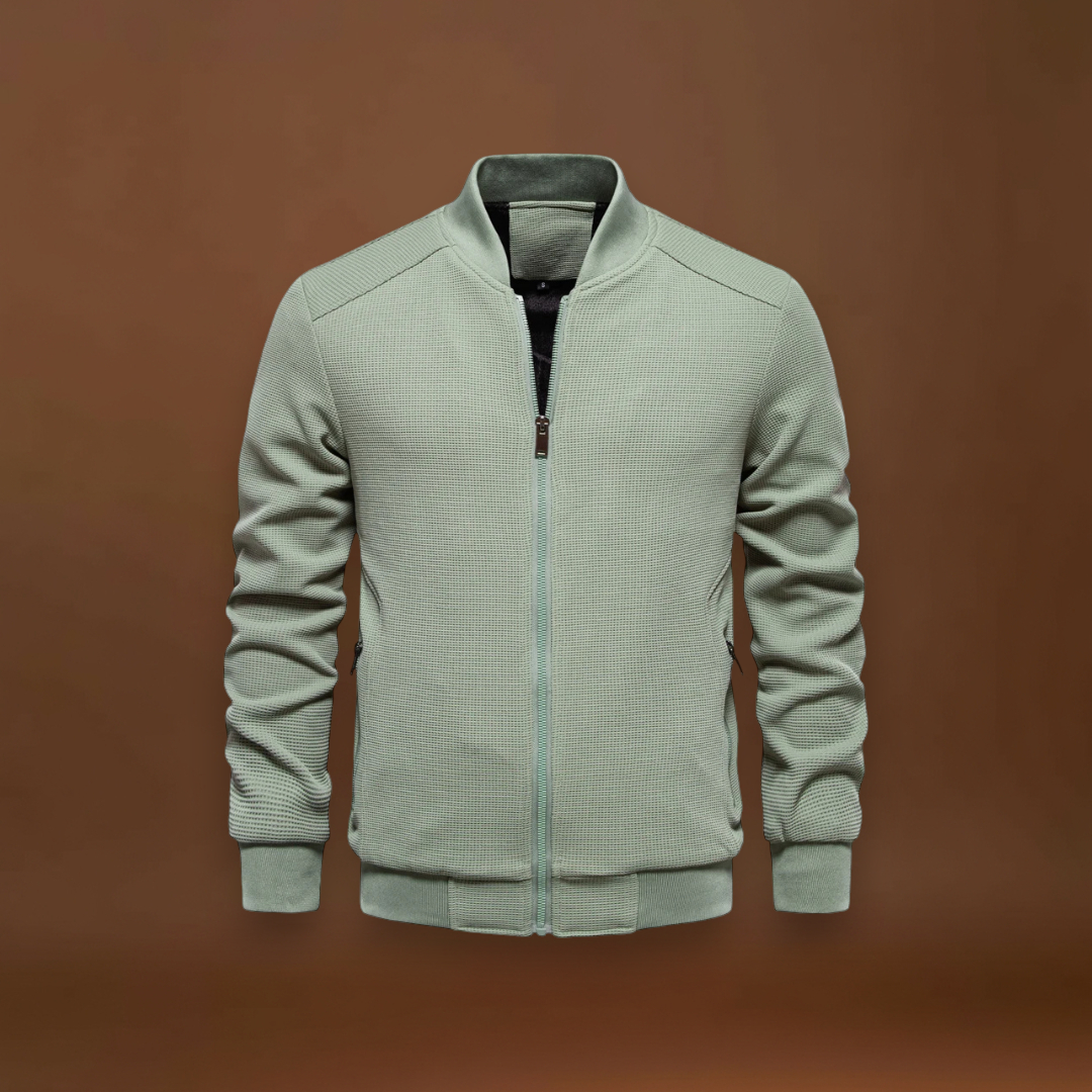 Casaco Bomber – Mistura de Malha Waffle e Movimento Respirável