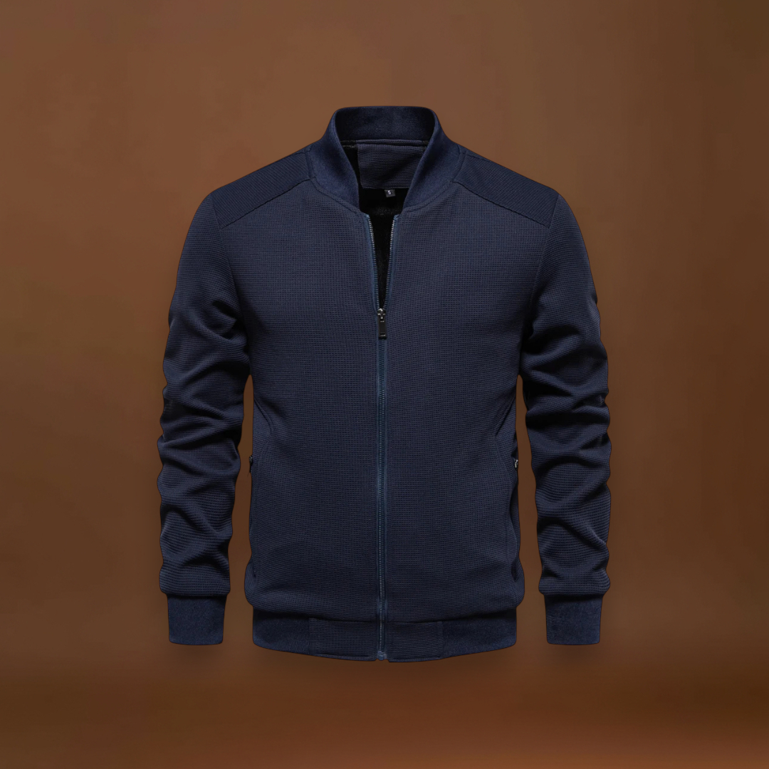 Casaco Bomber – Mistura de Malha Waffle e Movimento Respirável