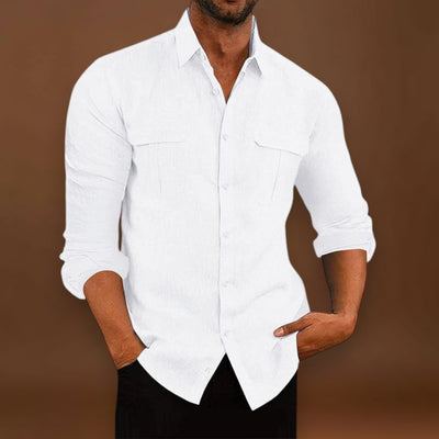 Camisa de Botão - Tecido Misturado e Ajuste Respirável