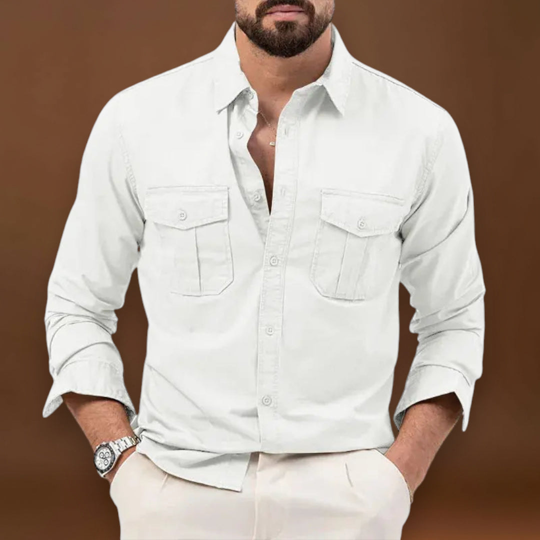 Camisa de Botão - Gola Estruturada e Camadas Simples