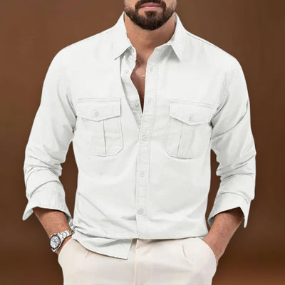 Camisa de Botão - Gola Estruturada e Camadas Simples