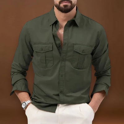 Camisa de Botão - Gola Estruturada e Camadas Simples