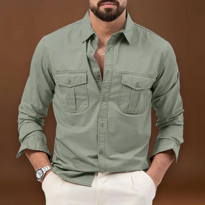 Camisa de Botão - Gola Estruturada e Camadas Simples