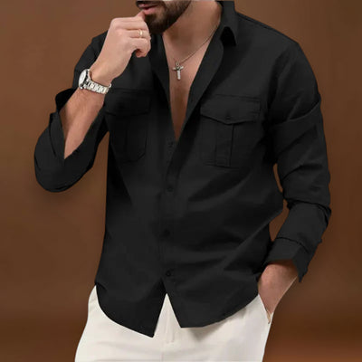 Camisa de Botão - Gola Estruturada e Camadas Simples