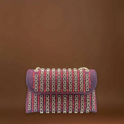 Claudia - Bolsa de ombro com corrente elegante e diamantes coloridos