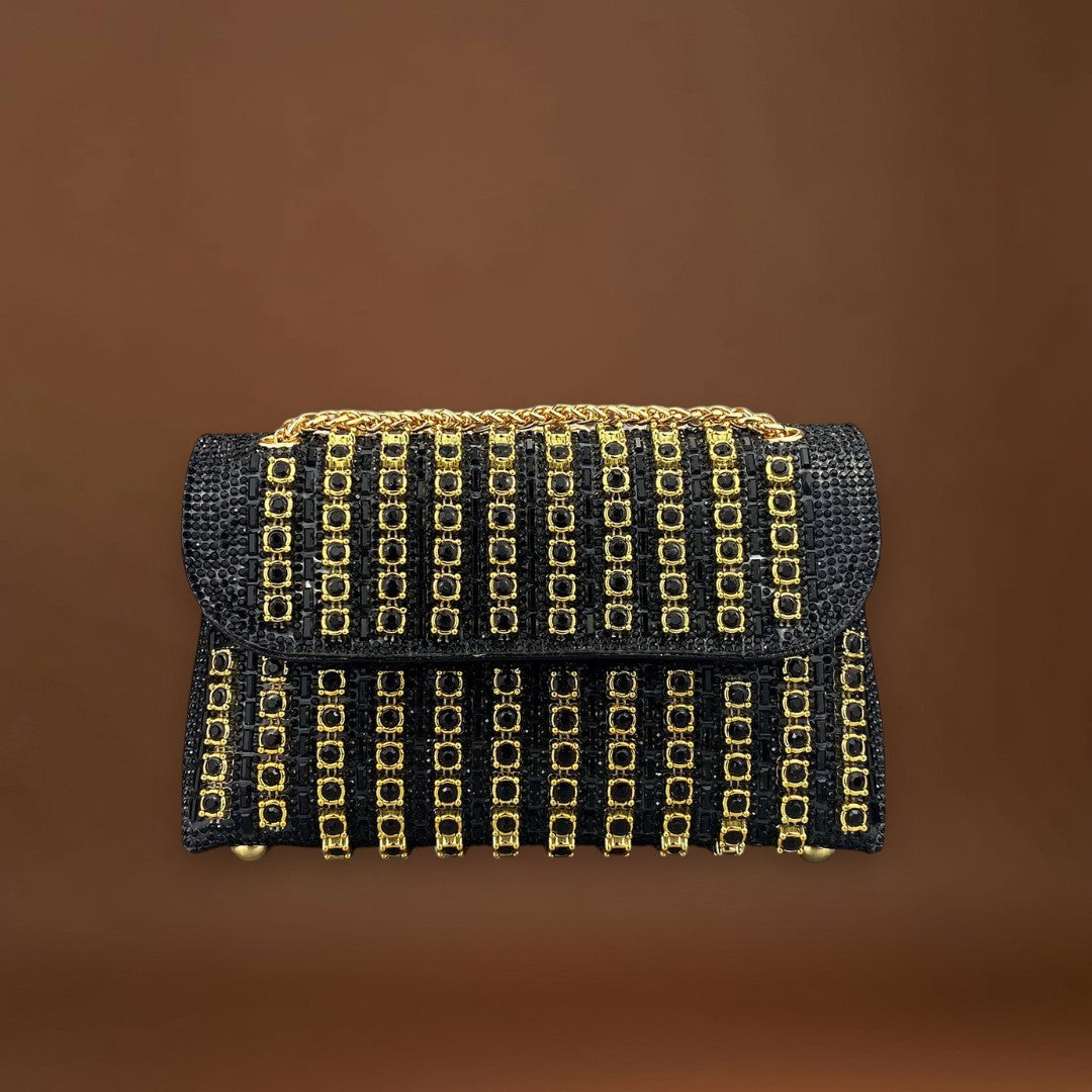 Claudia - Bolsa de ombro com corrente elegante e diamantes coloridos