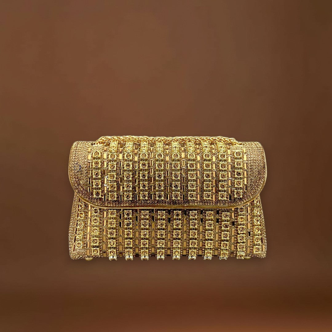 Claudia - Bolsa de ombro com corrente elegante e diamantes coloridos