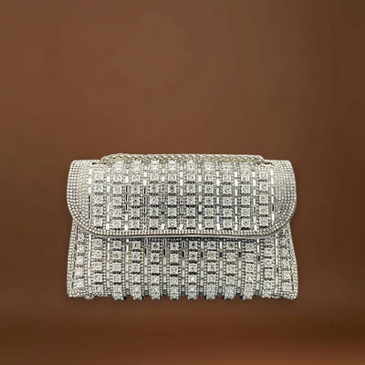 Claudia - Bolsa de ombro com corrente elegante e diamantes coloridos