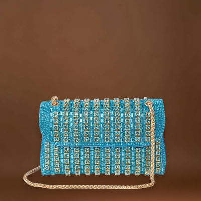 Claudia - Bolsa de ombro com corrente elegante e diamantes coloridos