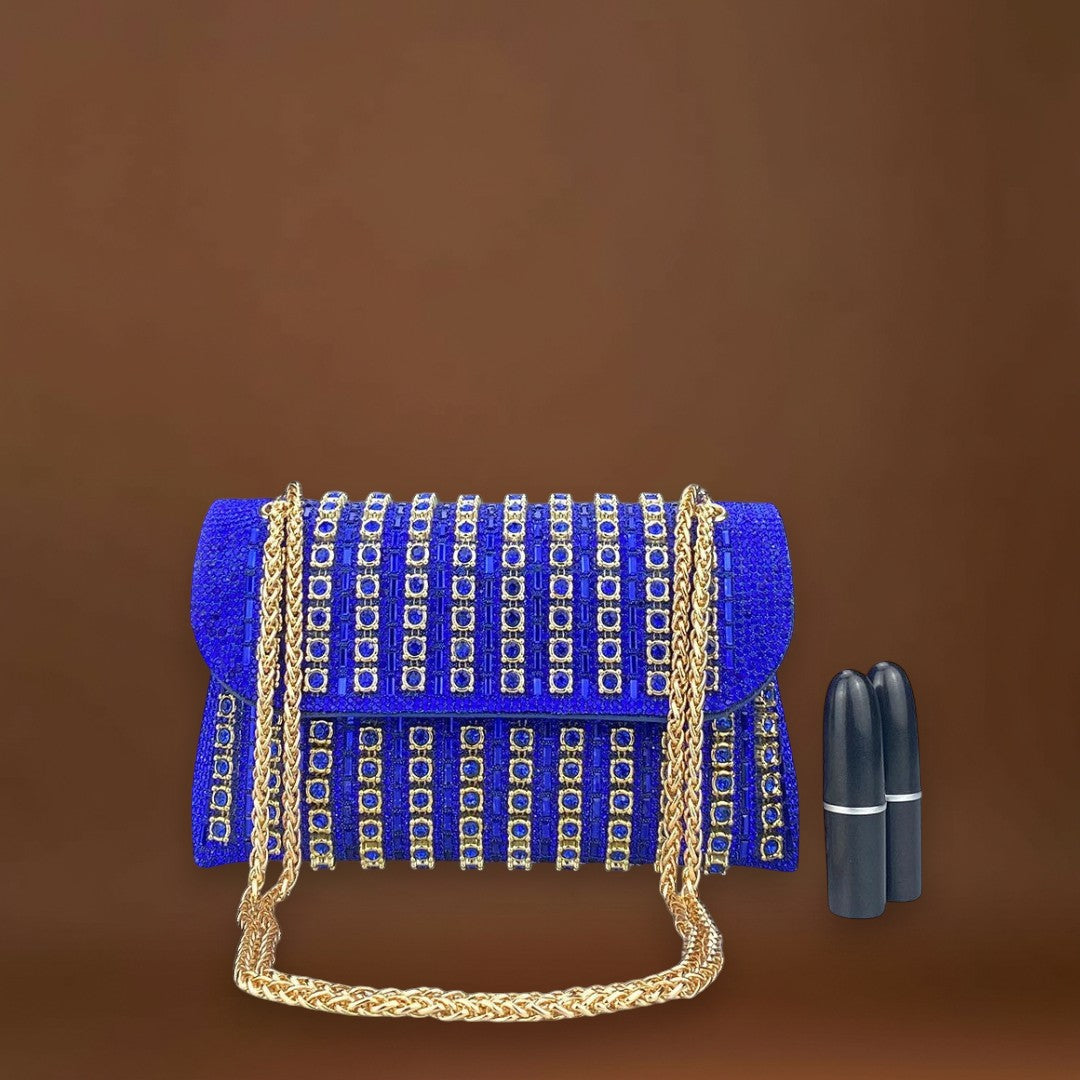 Claudia - Bolsa de ombro com corrente elegante e diamantes coloridos