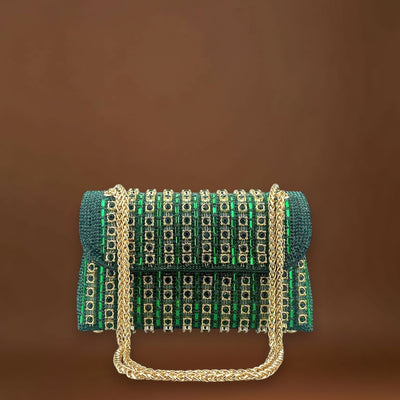 Claudia - Bolsa de ombro com corrente elegante e diamantes coloridos