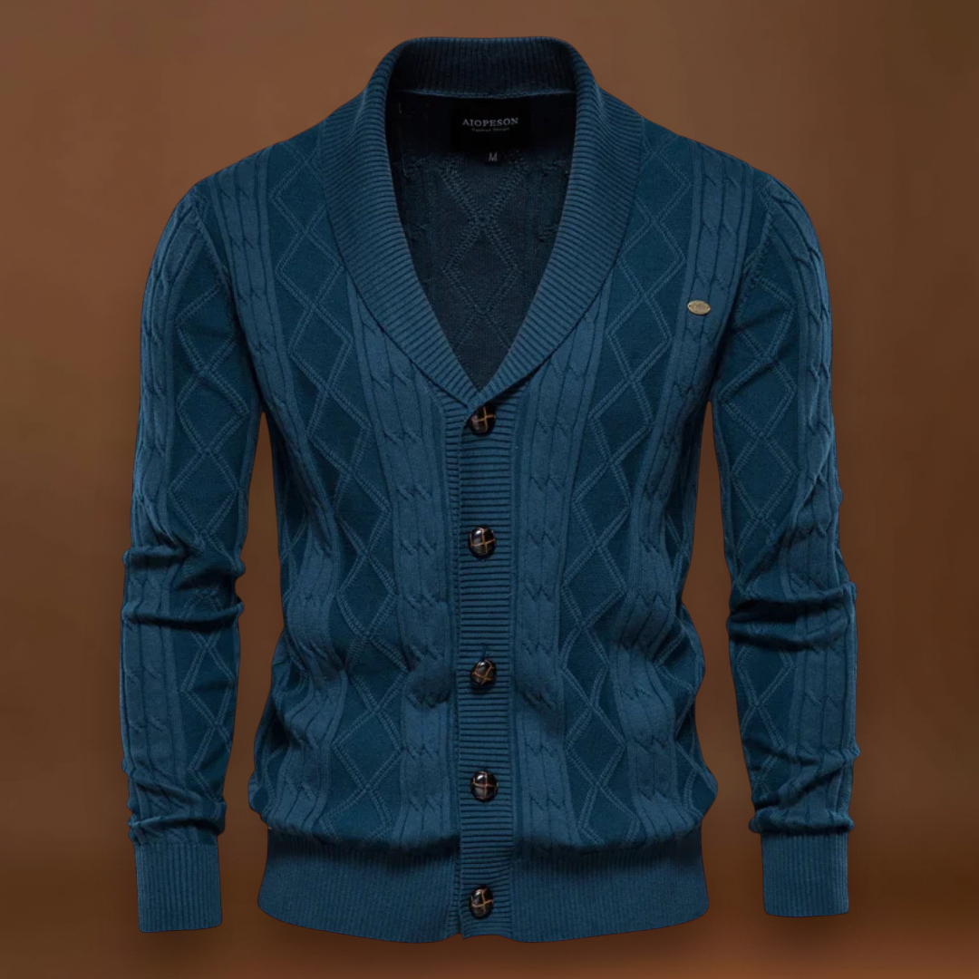 Francisco | Cardigan Argyle Mistura Suave Confortabilidade