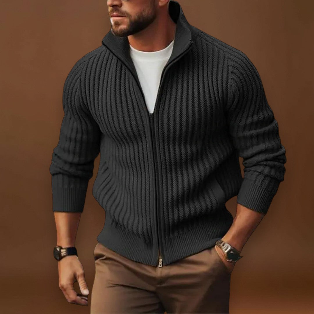 Miguel | Cardigan Poliéster com Fecho Frontal