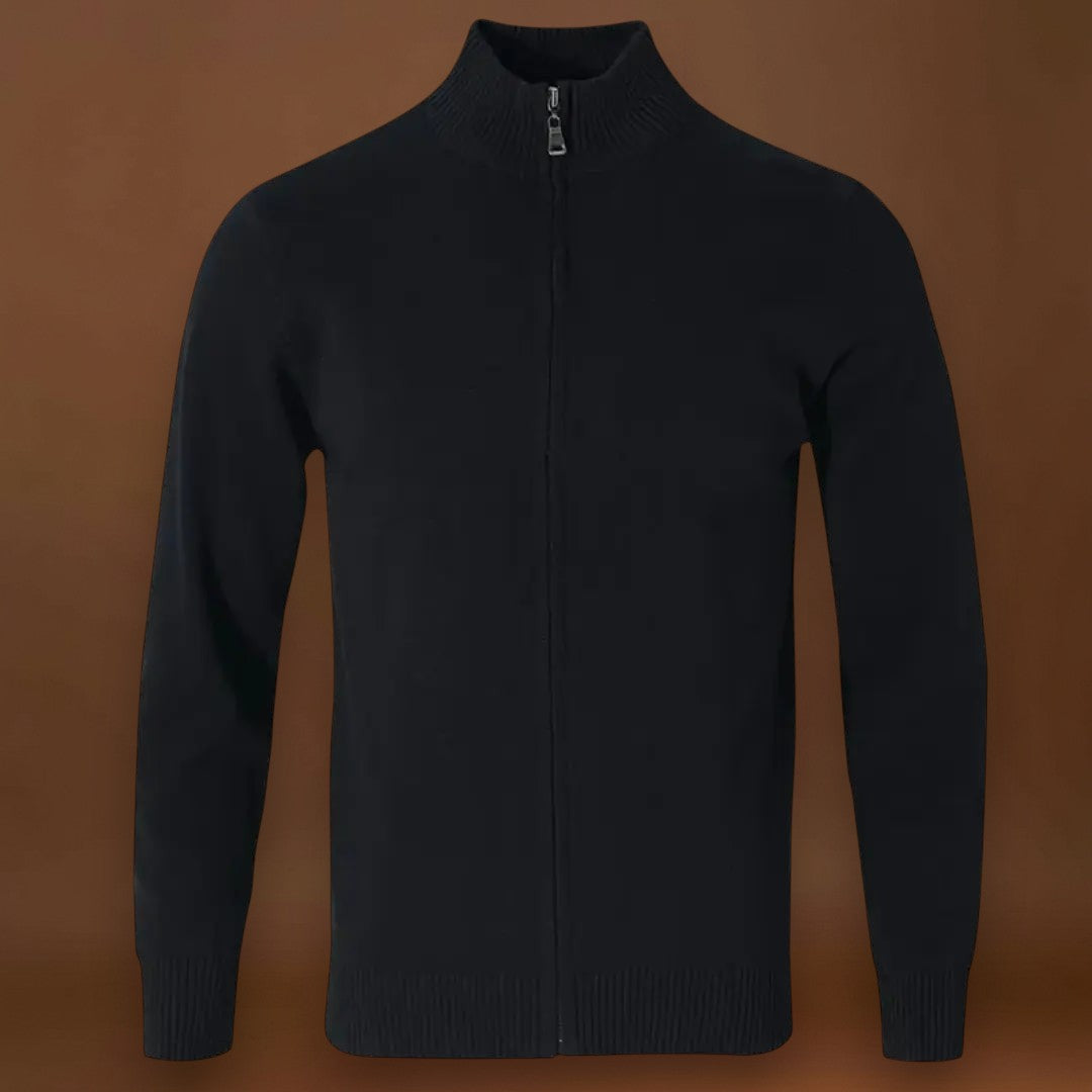 Constantino | Cardigan Mistura Malha Canelada Zíper