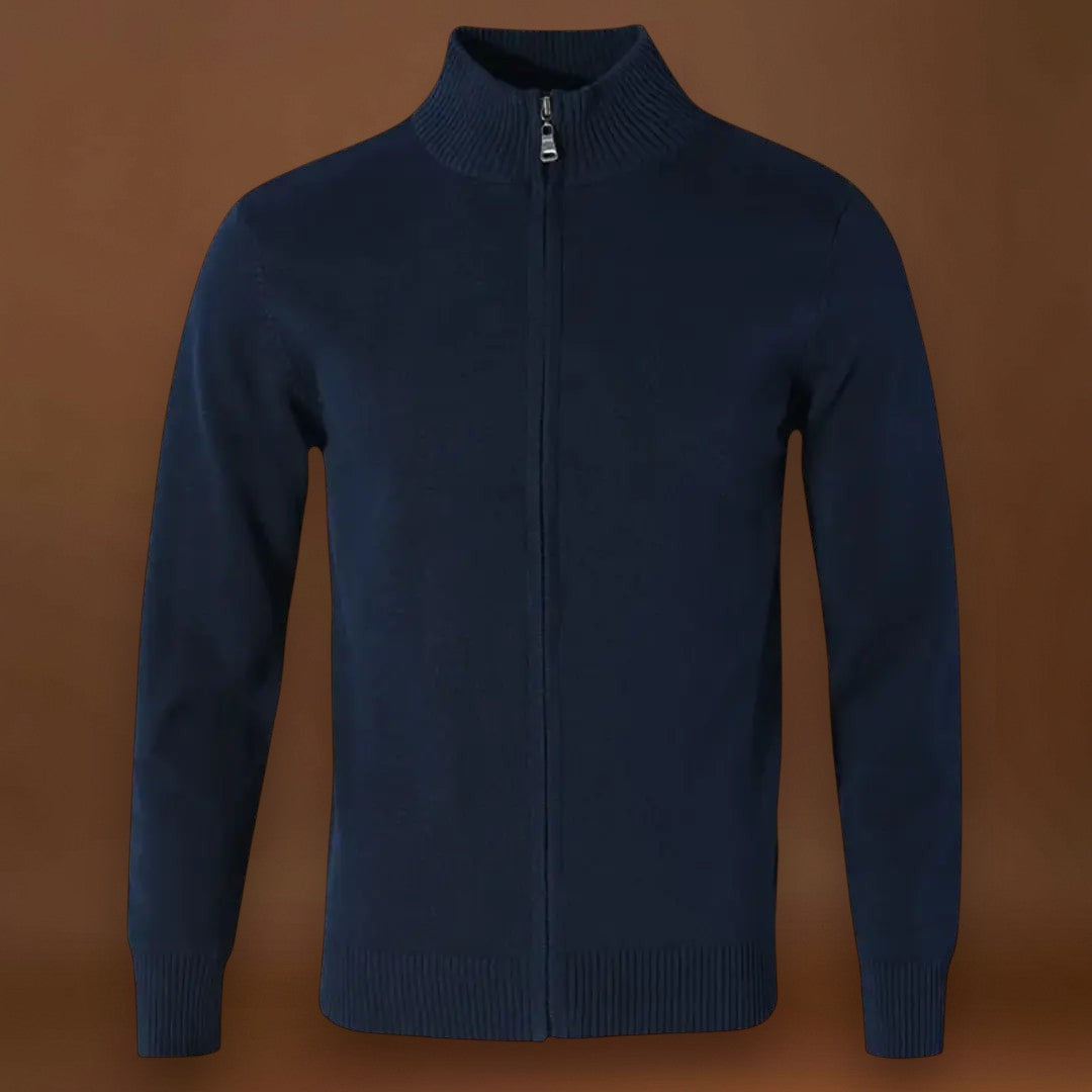 Constantino | Cardigan Mistura Malha Canelada Zíper