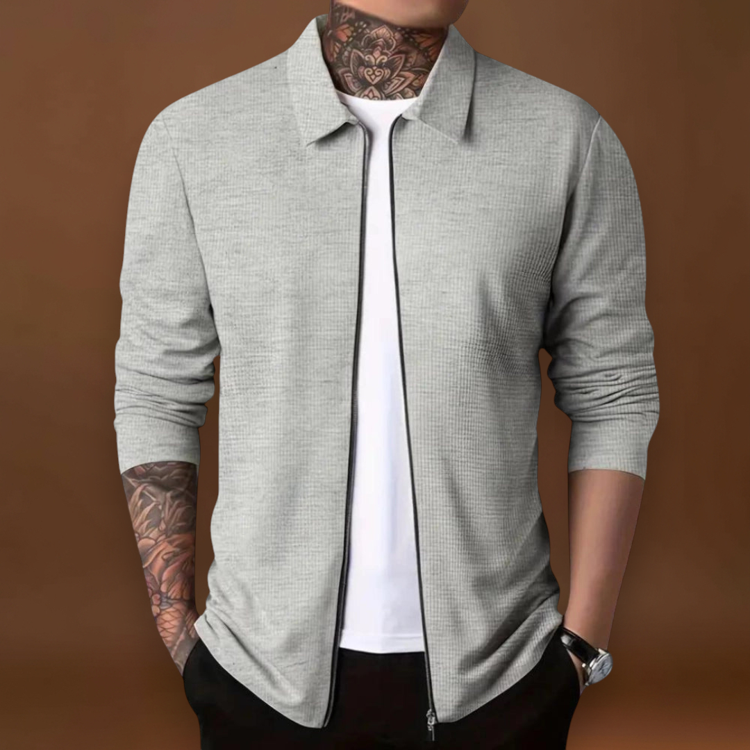 Cardigan - Mistura Suave com Fecho Frontal e Forma Slim