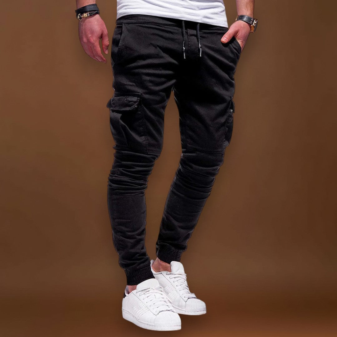 Calças Cargo Joggers - Mistura de Poliéster Corte Slim & Armazenamento de Bolsos