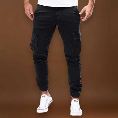 Calças Cargo - Mistura de Poliéster, Corte Desportivo e Bolsos Seguros
